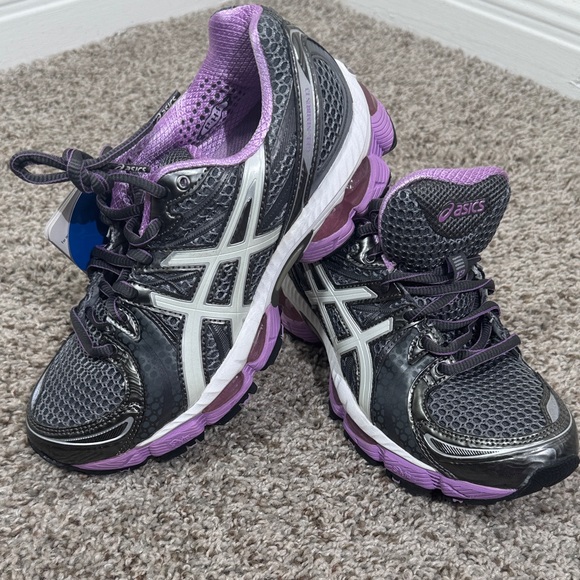 ASICS Women's Charcoal and Lavender Athletic Shoes - Picture 1 of 6